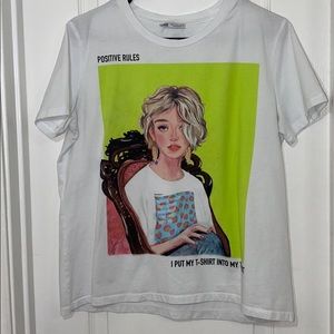 ZARA WHITE PRINT TSHIRT